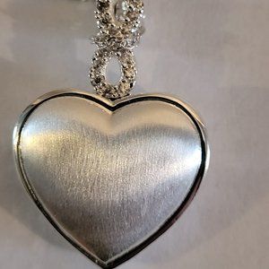 Crystal Infinity Heart Locket on Silver tone Chain